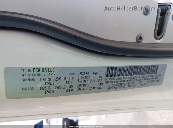 3C4NJDDB6KT668199 2019 JEEP COMPASS White Вид підкапотного простору
