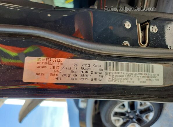 3C4NJDDB9JT342623 2018 JEEP COMPASS Blue VIN sticker view