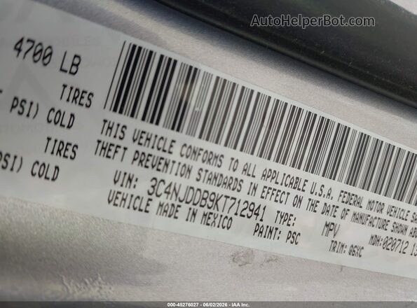 3C4NJDDB9KT712941 2019 JEEP COMPASS Серый 