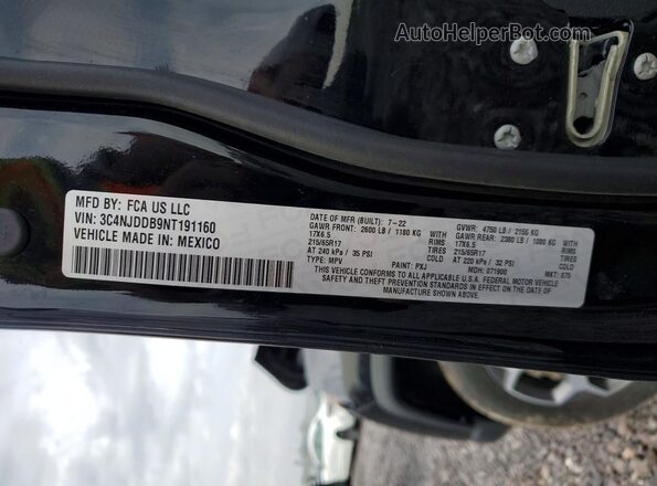 3C4NJDDB9NT191160 2022 JEEP COMPASS Black VIN sticker view
