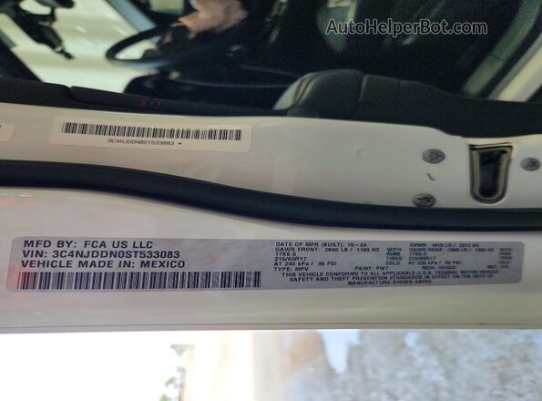 3C4NJDDN0ST533083 2025 JEEP COMPASS White Вид наклейки з VIN-кодом