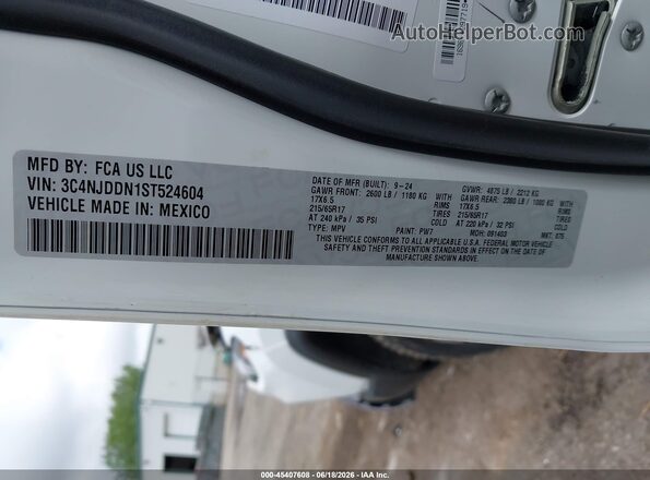 3C4NJDDN1ST524604 2025 JEEP COMPASS White Widok komory silnika