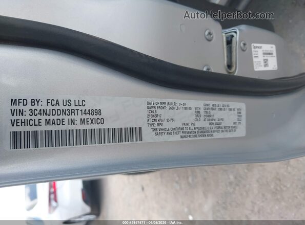 3C4NJDDN3RT144898 2024 JEEP COMPASS Silver Engine compartment view