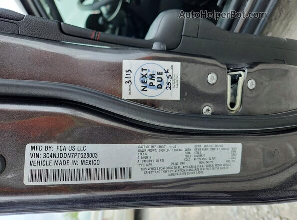 3C4NJDDN7PT528003 2023 JEEP COMPASS Gray VIN sticker view
