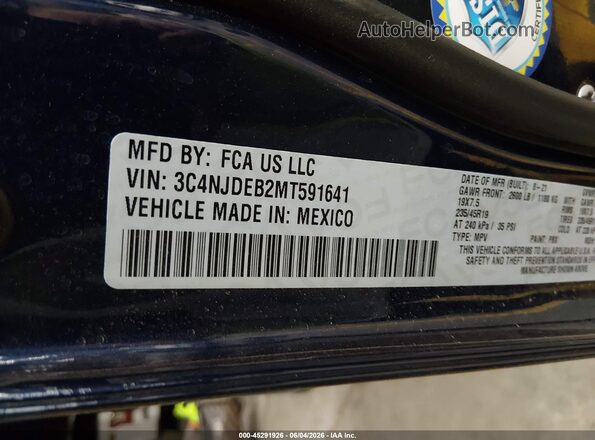 3C4NJDEB2MT591641 2021 JEEP COMPASS Blue 