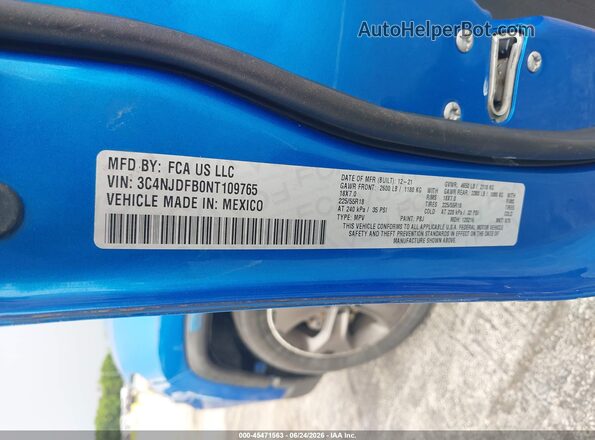 3C4NJDFB0NT109765 2022 JEEP COMPASS Blue Вид підкапотного простору