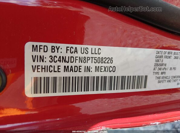 3C4NJDFN8PT508226 2023 JEEP COMPASS Красный Вид подкапотного пространства