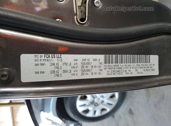 3C4PDCAB0GT215105 2016 DODGE JOURNEY Gray Вид наклейки з VIN-кодом