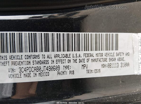 3C4PDCAB0JT490609 2018 DODGE JOURNEY Black Շարժիչի բաժամունքի տեսք