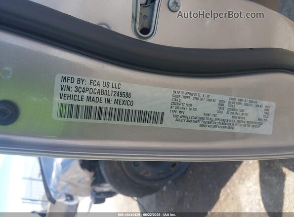 3C4PDCAB0LT249586 2020 DODGE JOURNEY Silver Widok komory silnika