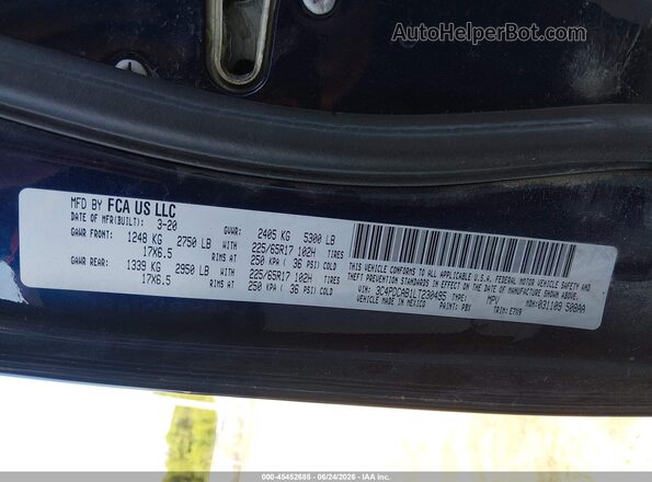 3C4PDCAB1LT230495 2020 DODGE JOURNEY Синий Вид подкапотного пространства
