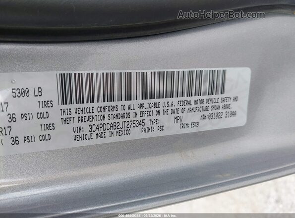 3C4PDCAB2JT275345 2018 DODGE JOURNEY Silver Вид підкапотного простору