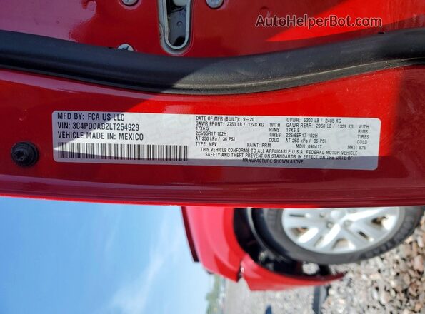 3C4PDCAB2LT264929 2020 DODGE JOURNEY Red Սալոնի 360 աստիճան տեսք