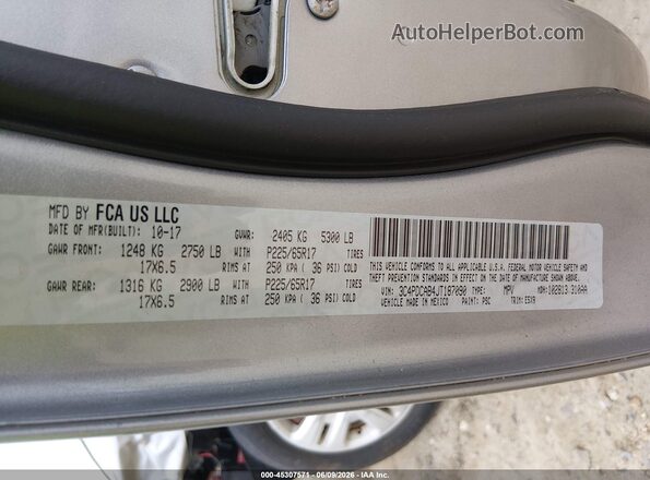 3C4PDCAB4JT187090 2018 DODGE JOURNEY Silver Vista del compartimento del motor
