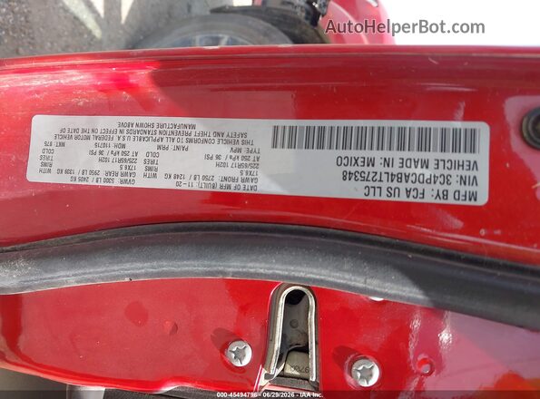 3C4PDCAB4LT275348 2020 DODGE JOURNEY Red Շարժիչի բաժամունքի տեսք