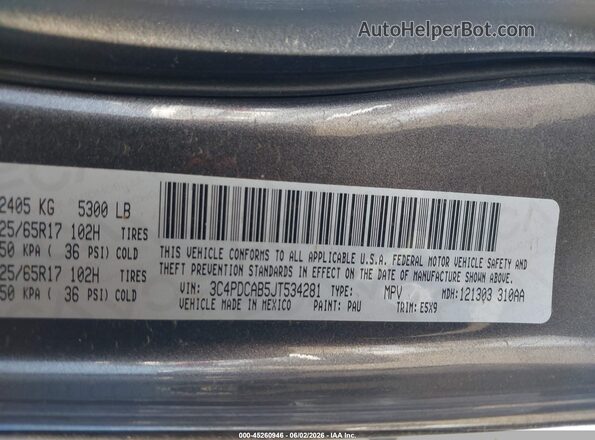 3C4PDCAB5JT534281 2018 DODGE JOURNEY Серый Вид подкапотного пространства