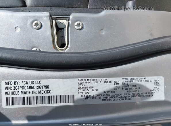 3C4PDCAB5LT261796 2020 DODGE JOURNEY Silver Engine compartment view