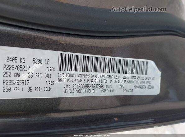 3C4PDCAB6HT637266 2017 DODGE JOURNEY Gray Շարժիչի բաժամունքի տեսք