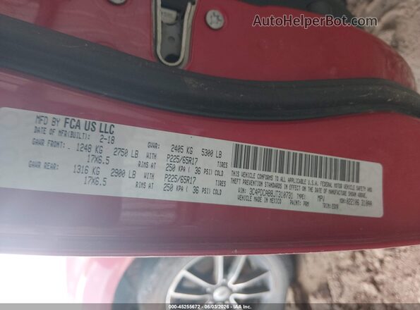 3C4PDCAB8JT310731 2018 DODGE JOURNEY Красный Вид подкапотного пространства