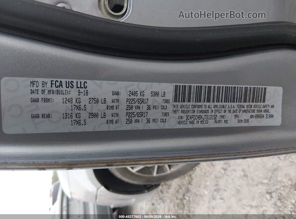 3C4PDCABXJT513152 2018 DODGE JOURNEY Silver ძრავის განყოფილების ხედი