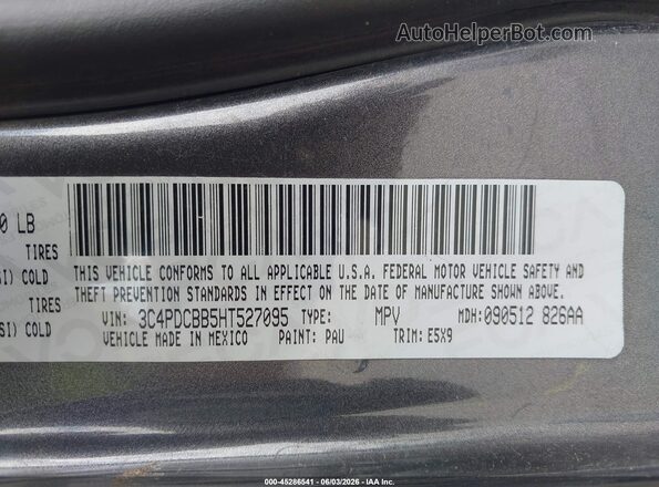 3C4PDCBB5HT527095 2017 DODGE JOURNEY Gray 