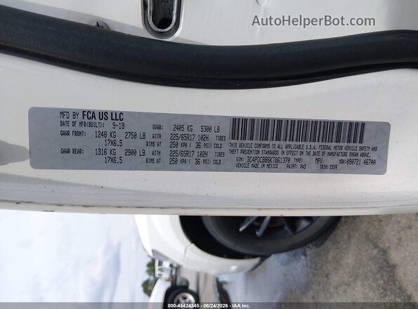 3C4PDCBB6KT861370 2019 DODGE JOURNEY Белый Вид подкапотного пространства