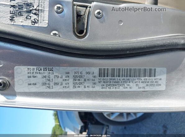 3C4PDCBG4HT534373 2017 DODGE JOURNEY Gray ძრავის განყოფილების ხედი