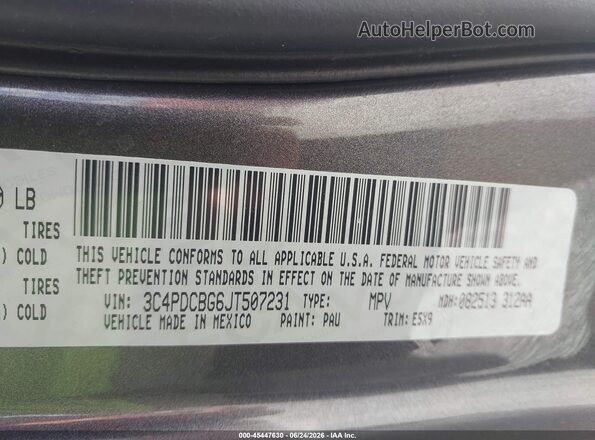3C4PDCBG6JT507231 2018 DODGE JOURNEY Gray Widok komory silnika