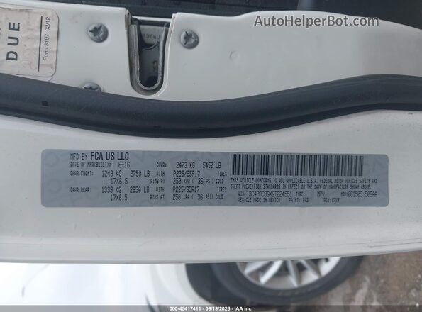 3C4PDCBGXGT224551 2016 DODGE JOURNEY White Вид підкапотного простору
