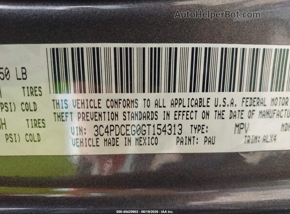 3C4PDCEG0GT154313 2016 DODGE JOURNEY Серый Вид подкапотного пространства