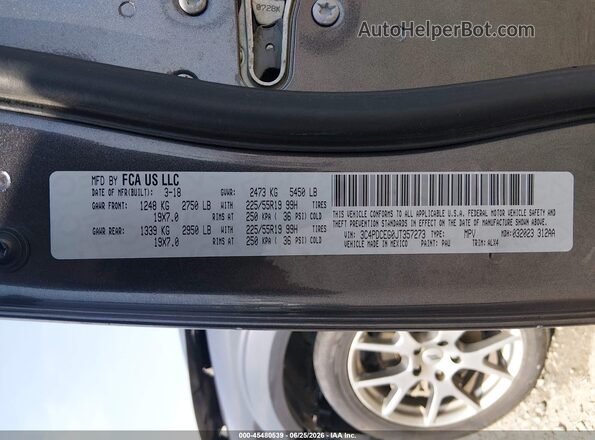 3C4PDCEG0JT357273 2018 DODGE JOURNEY Gray Widok komory silnika