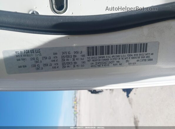 3C4PDCEG4GT154377 2016 DODGE JOURNEY White Вид підкапотного простору