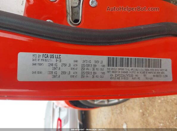 3C4PDCEG4JT473169 2018 DODGE JOURNEY Orange Widok komory silnika