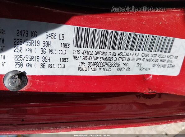 3C4PDCEG7HT603200 2017 DODGE JOURNEY Red Вид підкапотного простору