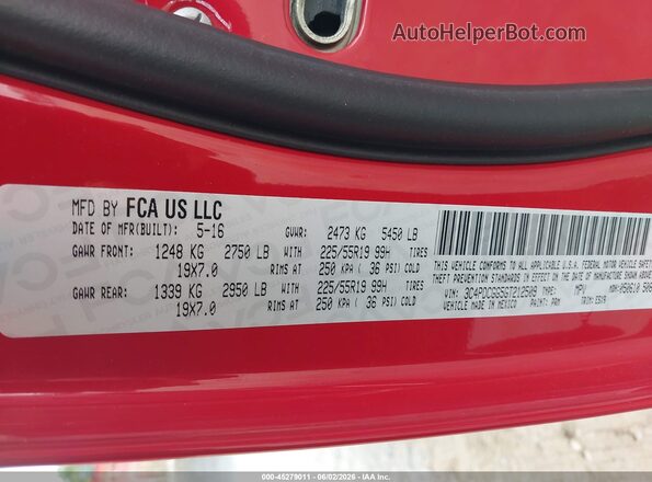 3C4PDCGG5GT212509 2016 DODGE JOURNEY Red 