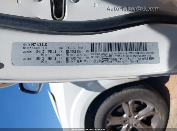 3C4PDCGG5HT538098 2017 DODGE JOURNEY White Вид підкапотного простору