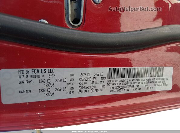 3C4PDCGG6JT379405 2018 DODGE JOURNEY Red Widok komory silnika