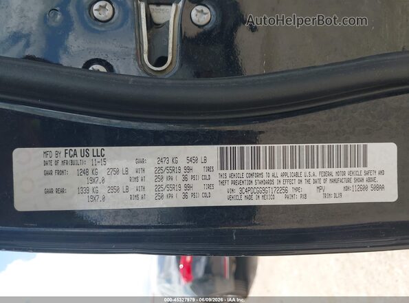 3C4PDCGG9GT172256 2016 DODGE JOURNEY Black Вид підкапотного простору