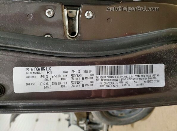 3C4PDDAG4JT512774 2018 DODGE JOURNEY Gray Vista interior de 360 grados