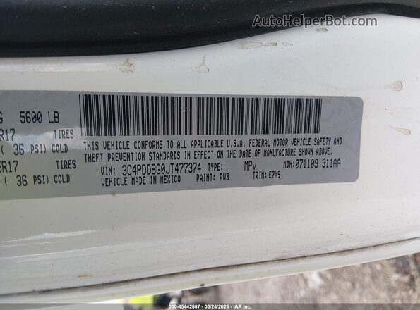 3C4PDDBG0JT477374 2018 DODGE JOURNEY Белый Вид подкапотного пространства