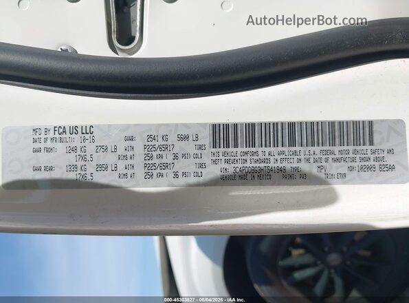 3C4PDDBG3HT541949 2017 DODGE JOURNEY Белый Вид подкапотного пространства