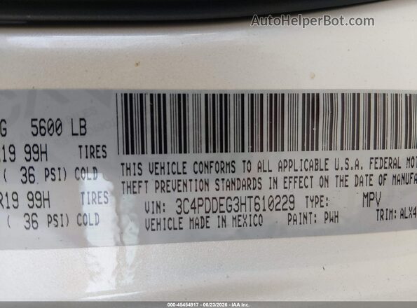 3C4PDDEG3HT610229 2017 DODGE JOURNEY White Շարժիչի բաժամունքի տեսք