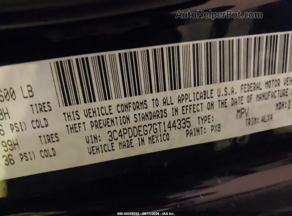 3C4PDDEG7GT144335 2016 DODGE JOURNEY Black Widok komory silnika