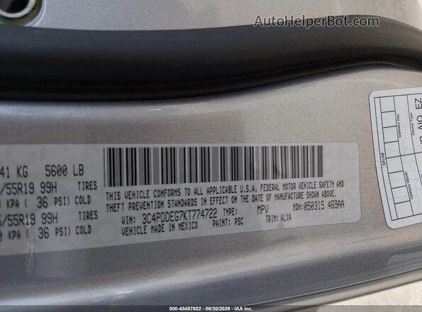 3C4PDDEG7KT774722 2019 DODGE JOURNEY Серебряный Вид подкапотного пространства