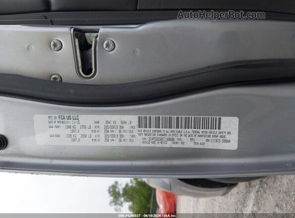 3C4PDDEG8GT168689 2016 DODGE JOURNEY Silver Widok komory silnika