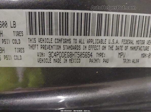 3C4PDDEG8HT505654 2017 DODGE JOURNEY Серый Вид подкапотного пространства