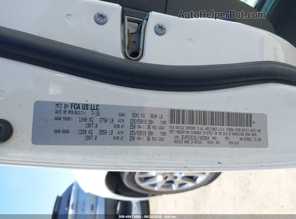 3C4PDDEG9JT469964 2018 DODGE JOURNEY White Widok komory silnika
