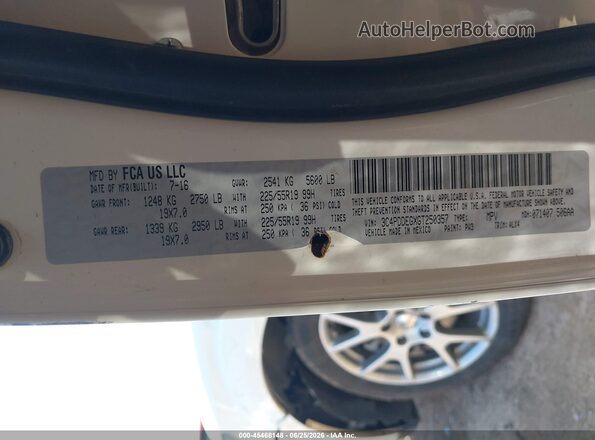 3C4PDDEGXGT250357 2016 DODGE JOURNEY White Вид підкапотного простору