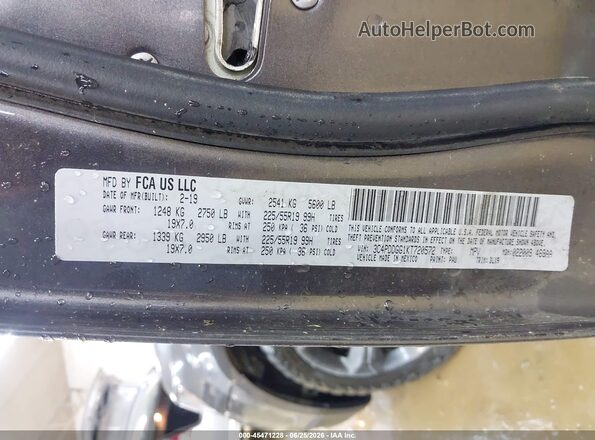 3C4PDDGG1KT720572 2019 DODGE JOURNEY Gray ძრავის განყოფილების ხედი