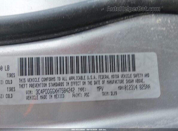 3C4PDDGGXHT584242 2017 DODGE JOURNEY Silver ძრავის განყოფილების ხედი